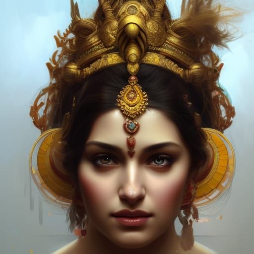 Goddess Parvati Portrait in Hyperdetailed Digital Art