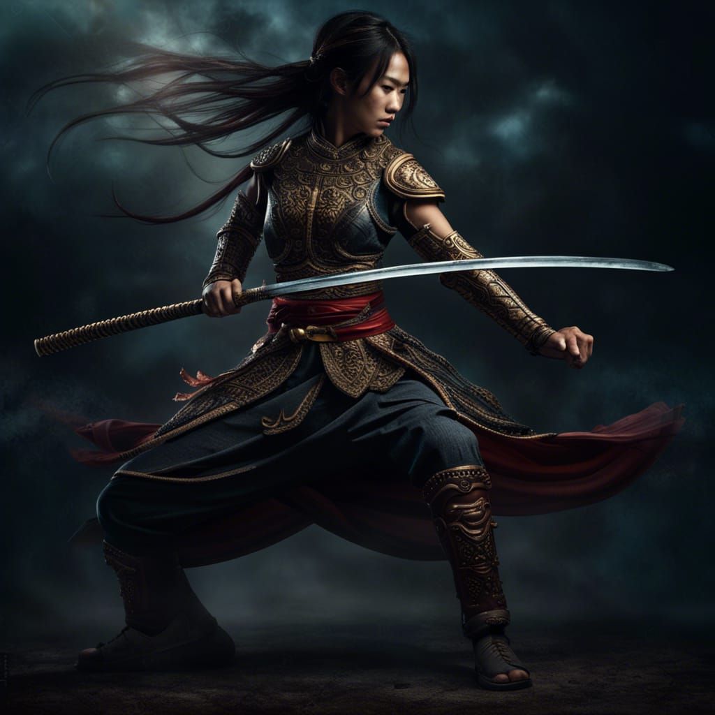 Asian Warrior Princess in a Dark Mythical Setting