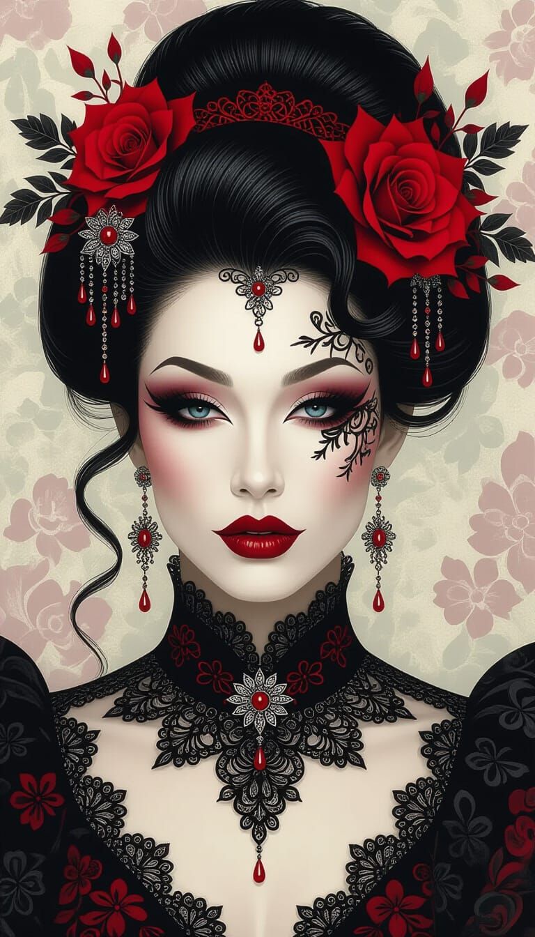 Abstract Portrait of a Drag Queen with Lace Details