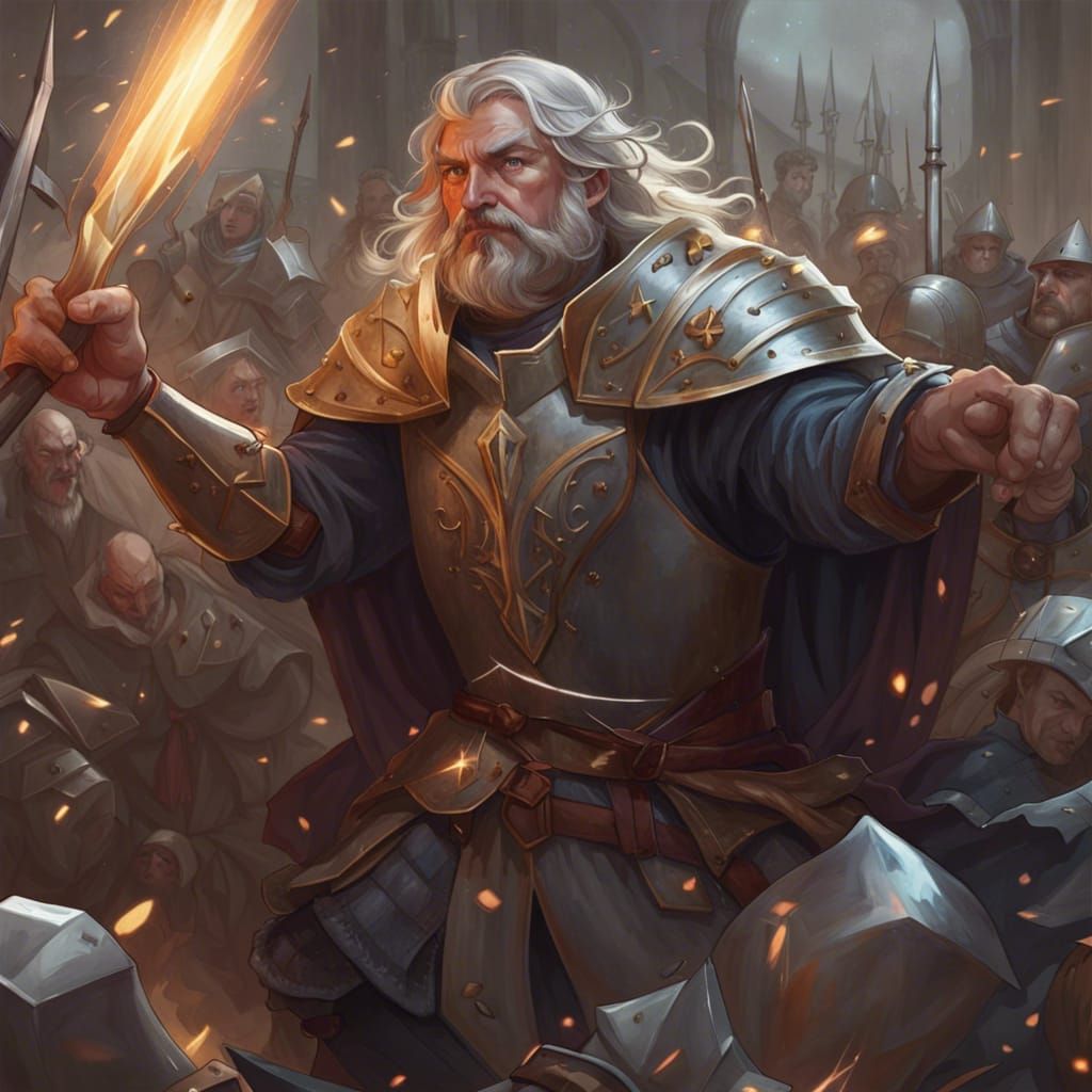 Wizard Knight Leading Army: Hyperdetailed Digital Portrait