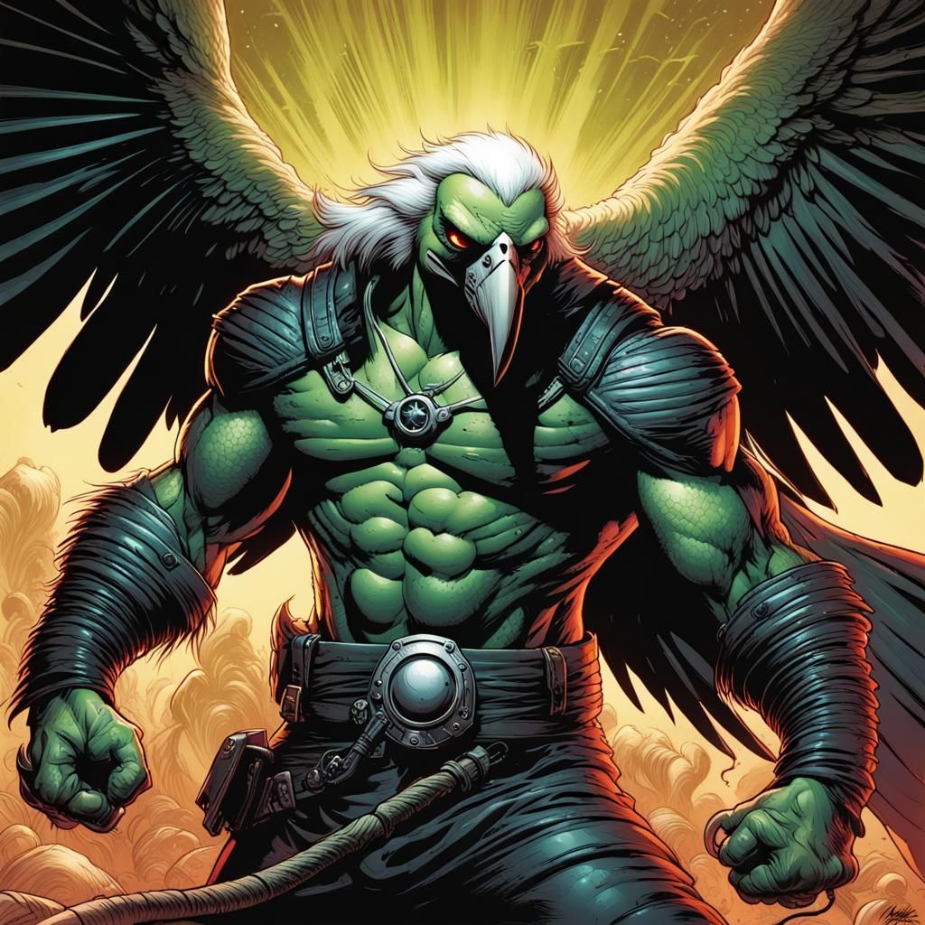 Evil Vulture Warrior in Comic Book Style