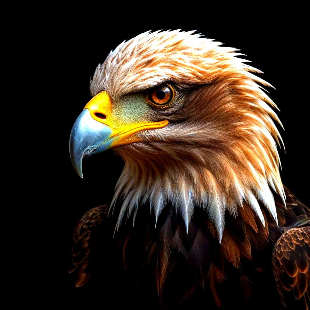 Ethereal Bald Eagle Silhouette with Cobalt Eyes