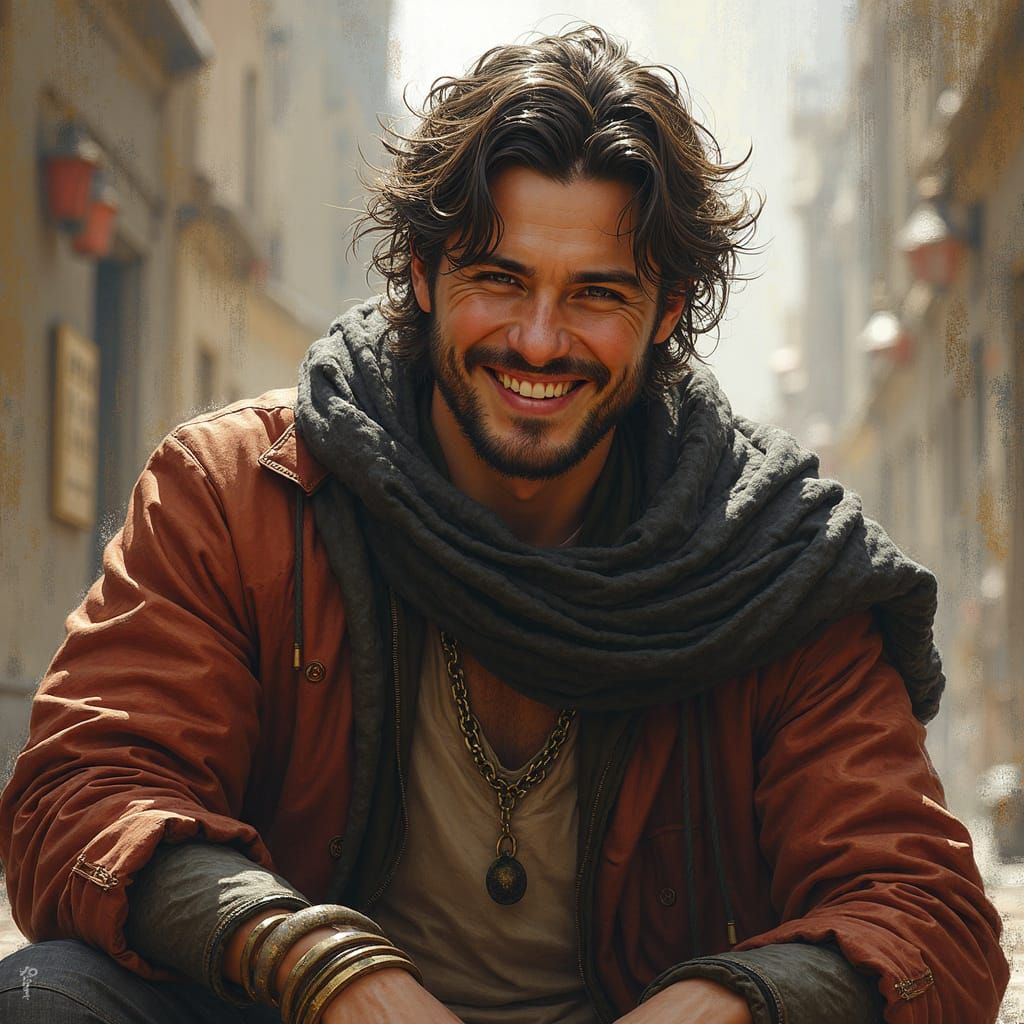 Gentlemanly Smile in Art Nouveau Style