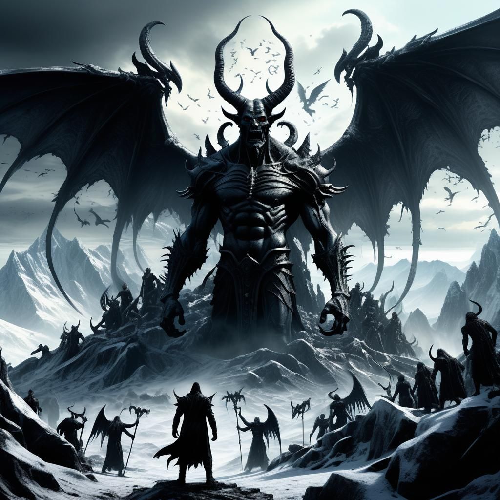 Lucifer's Frozen Battlefield: A Dark Fantasy Vision