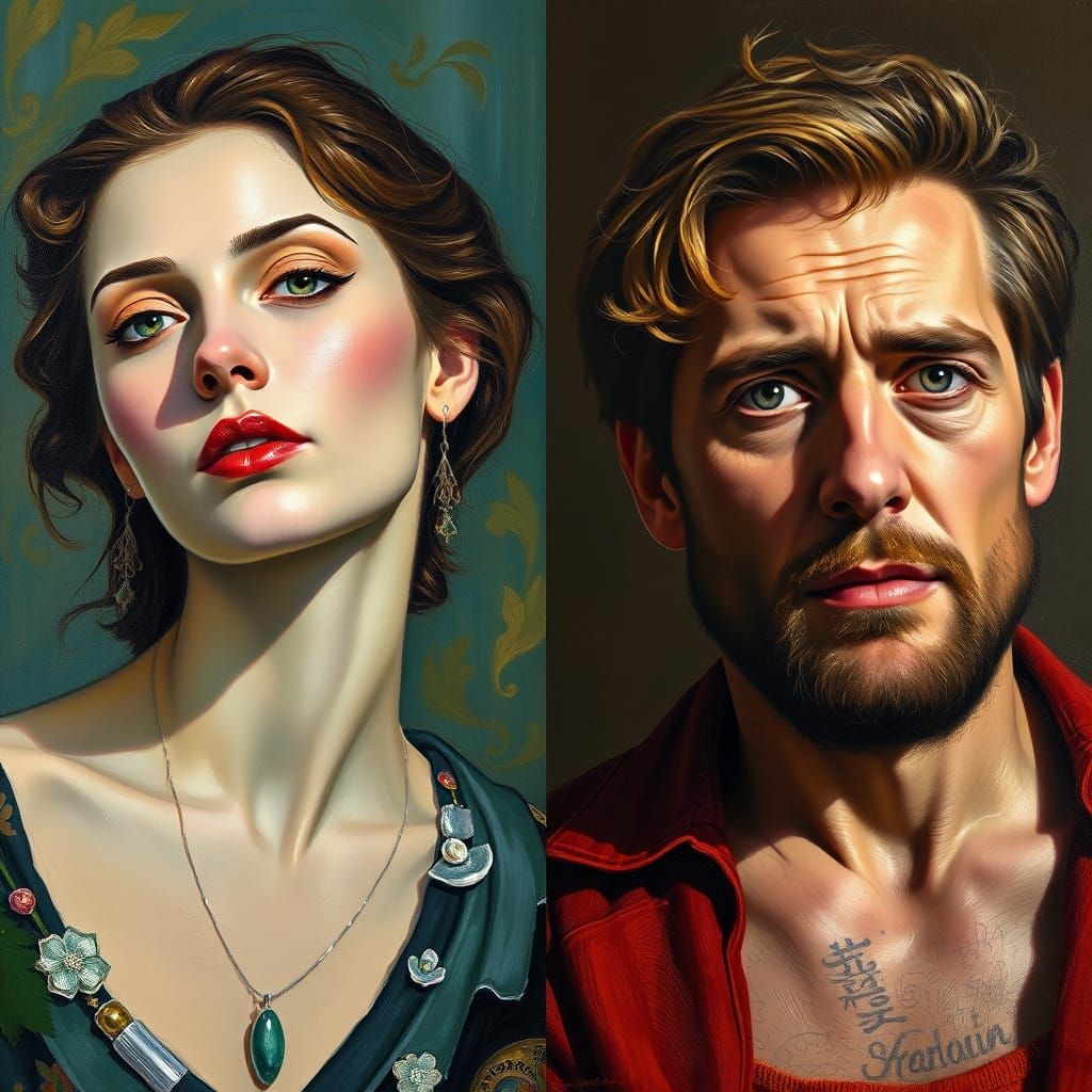 Two Portraits: Chagall-esque Dream and Bold Impasto