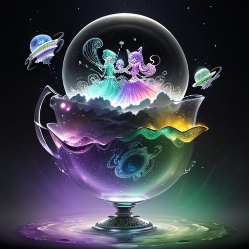 Android Couple's Cosmic Carousel Dance