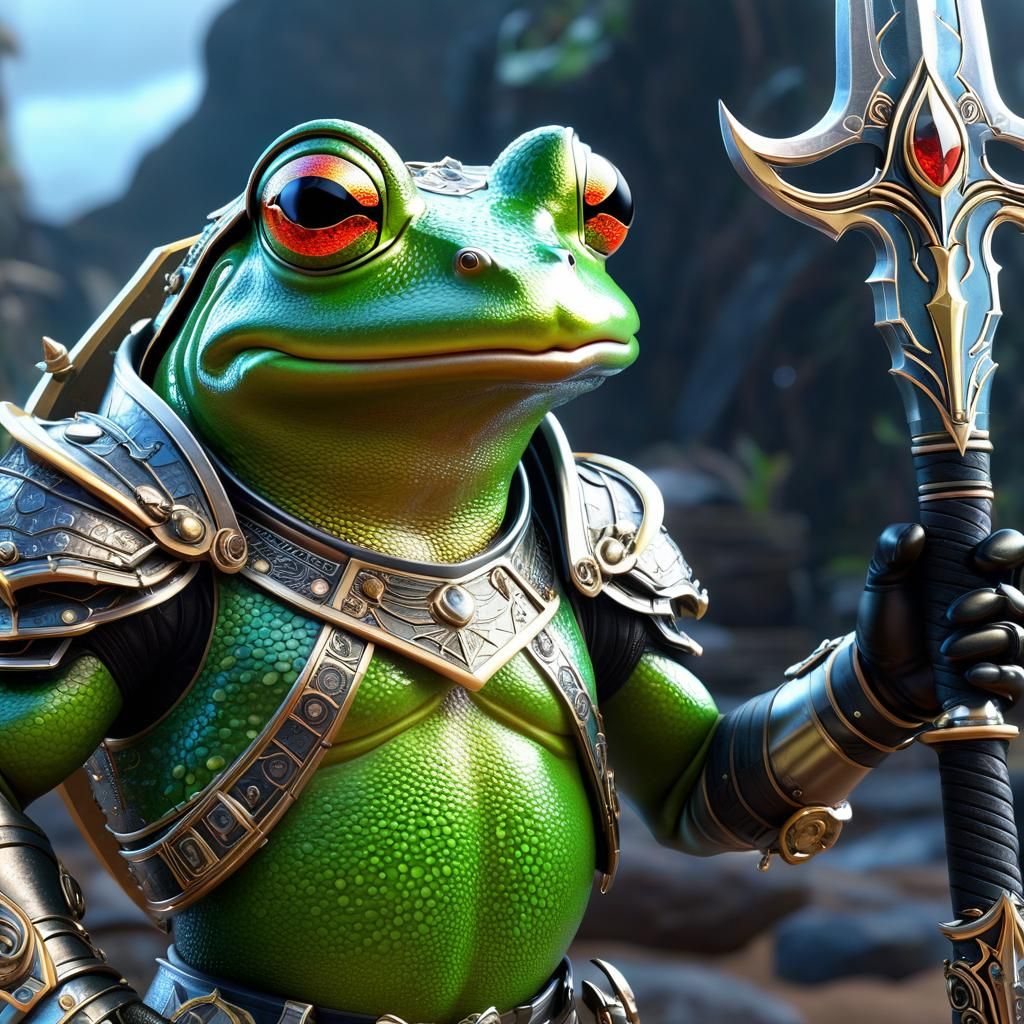 Aetherpunk Frog Warrior with Magic Armor