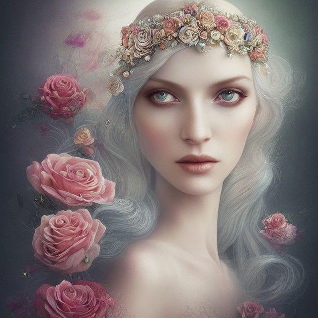 Graceful Bride with Platinum Hair and Gemstones