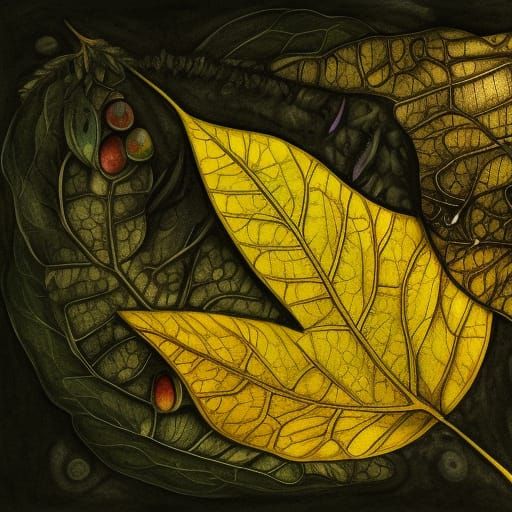 Detailed Leaf Illustration in Leonardo Style
