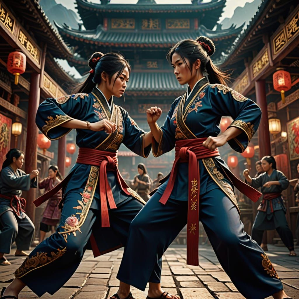 Two Asian Martial Arts Women in Epic Digital Art