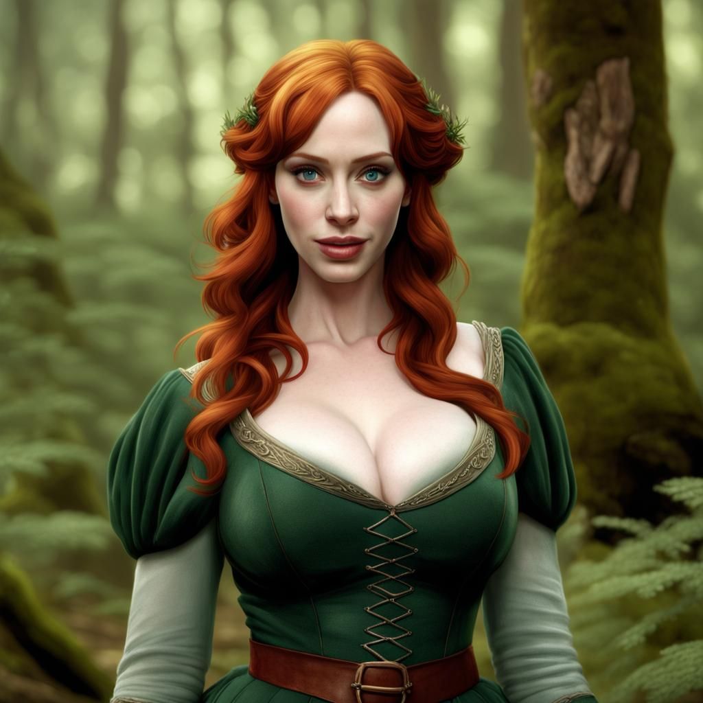 Christina Hendricks as an Elf in Woodland Portrait
