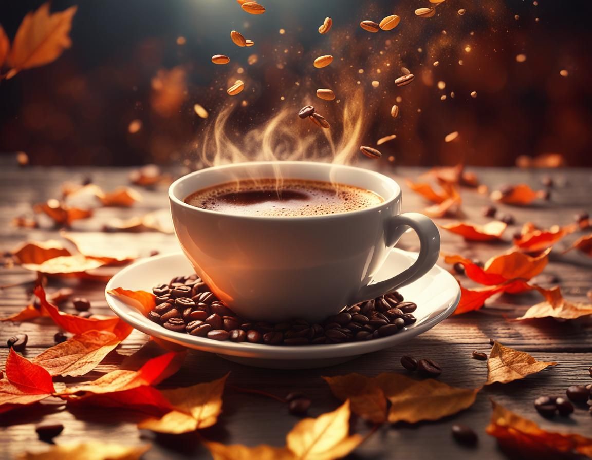 Cozy Coffee Cup in Golden Light: Digital Art