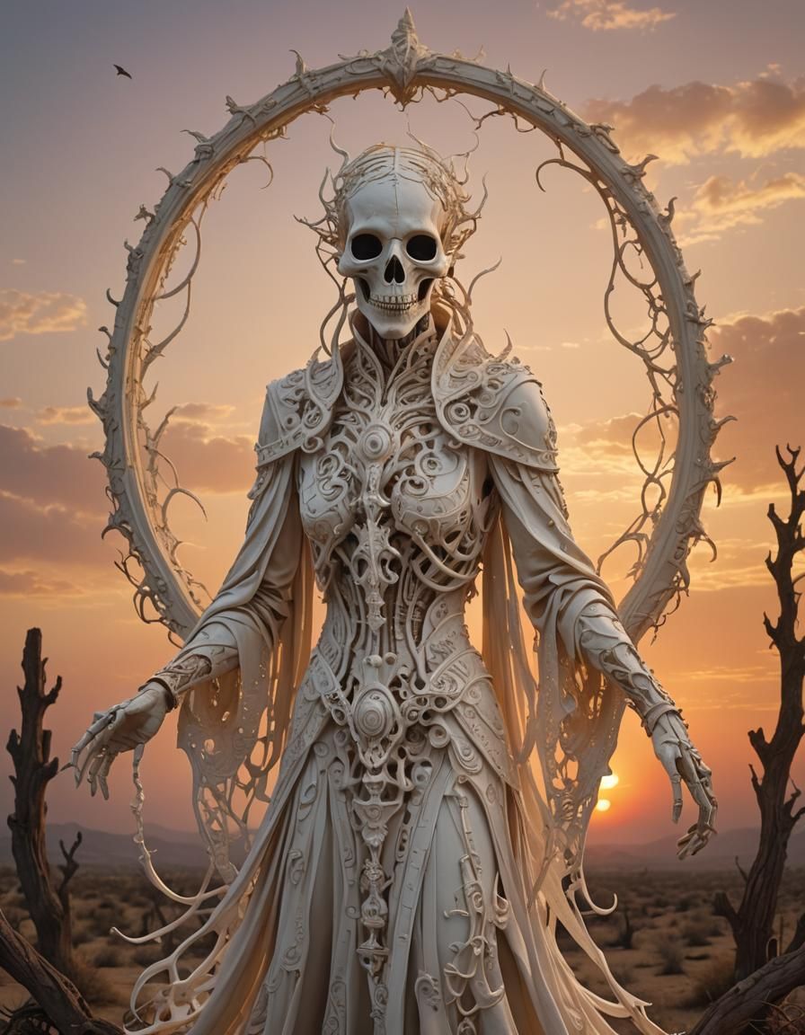 Ghostly Figure in a Necromantic Sunset Photorealm