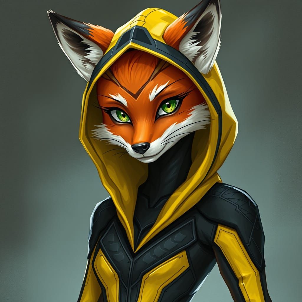Humanoid Fox in Jumpsuit, Digital Art Style