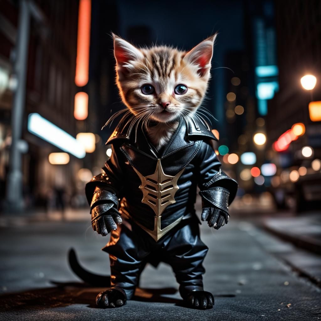 Hyperrealistic Kitten as Spawn in Dark Alley