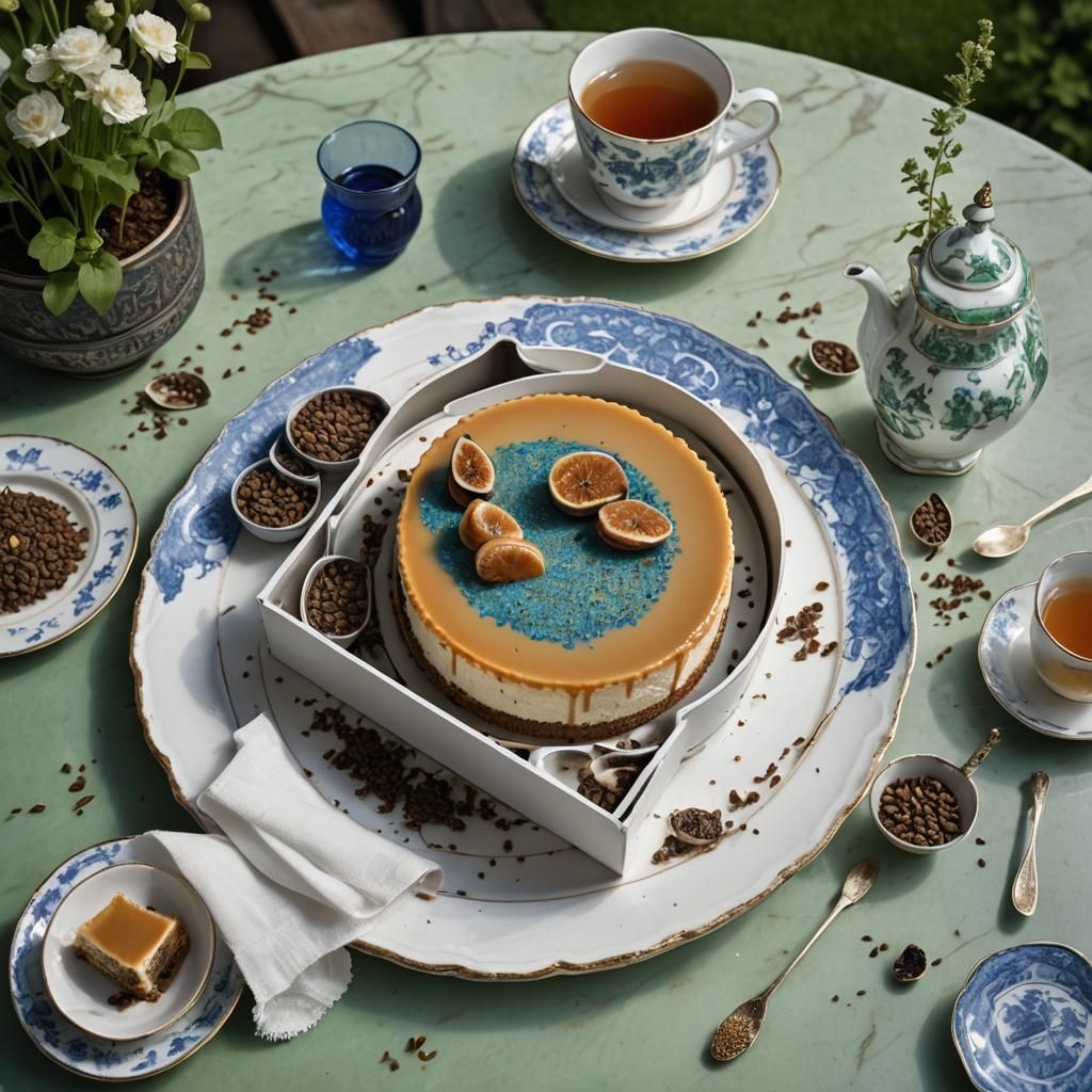 Earl Grey Cheesecake Overflowing in English Teahouse