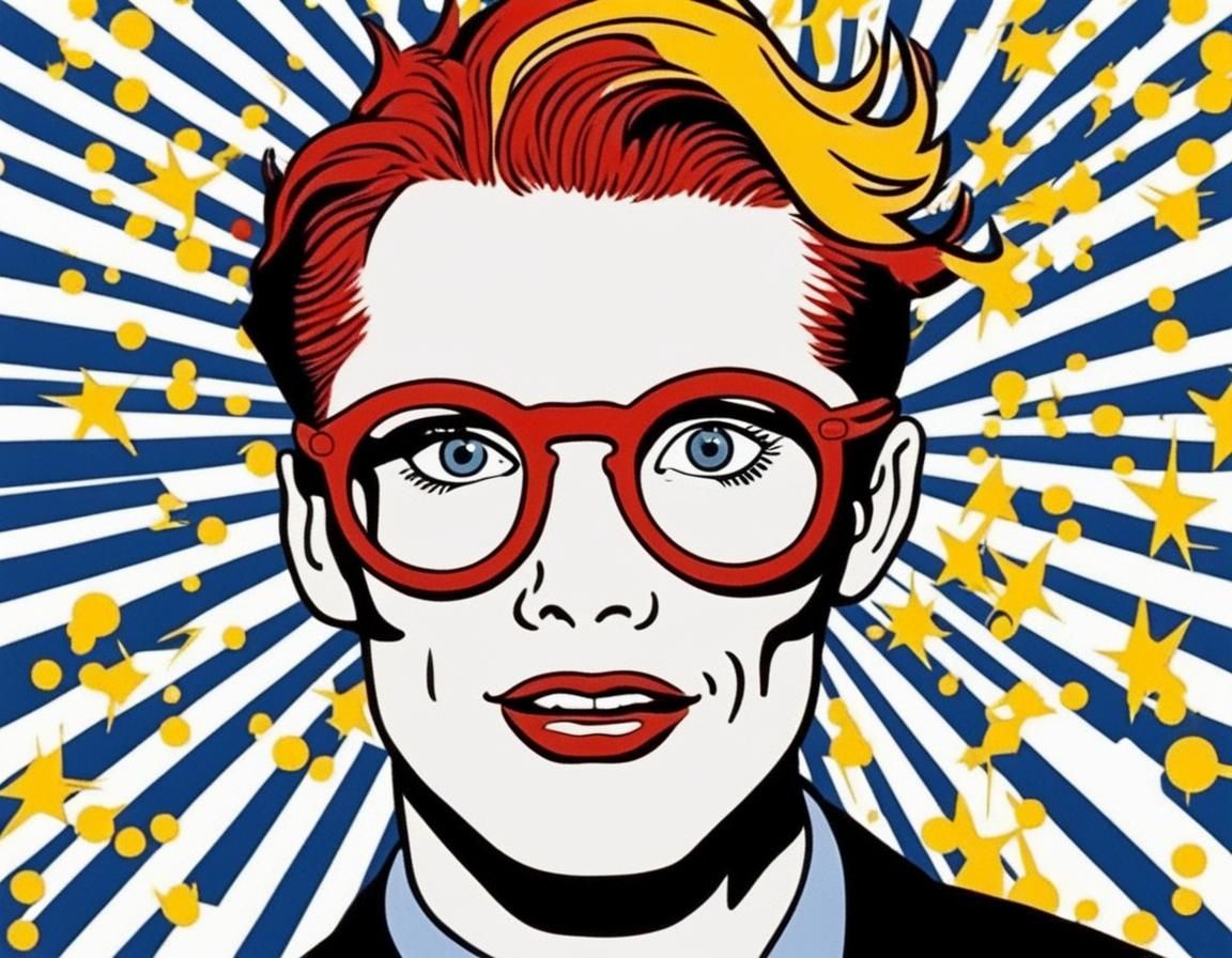 Pop Art Portrait with Red Hair and Freckles