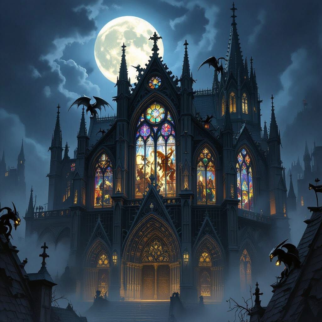 Dragon Bone Cathedral in Dark Fantasy Style