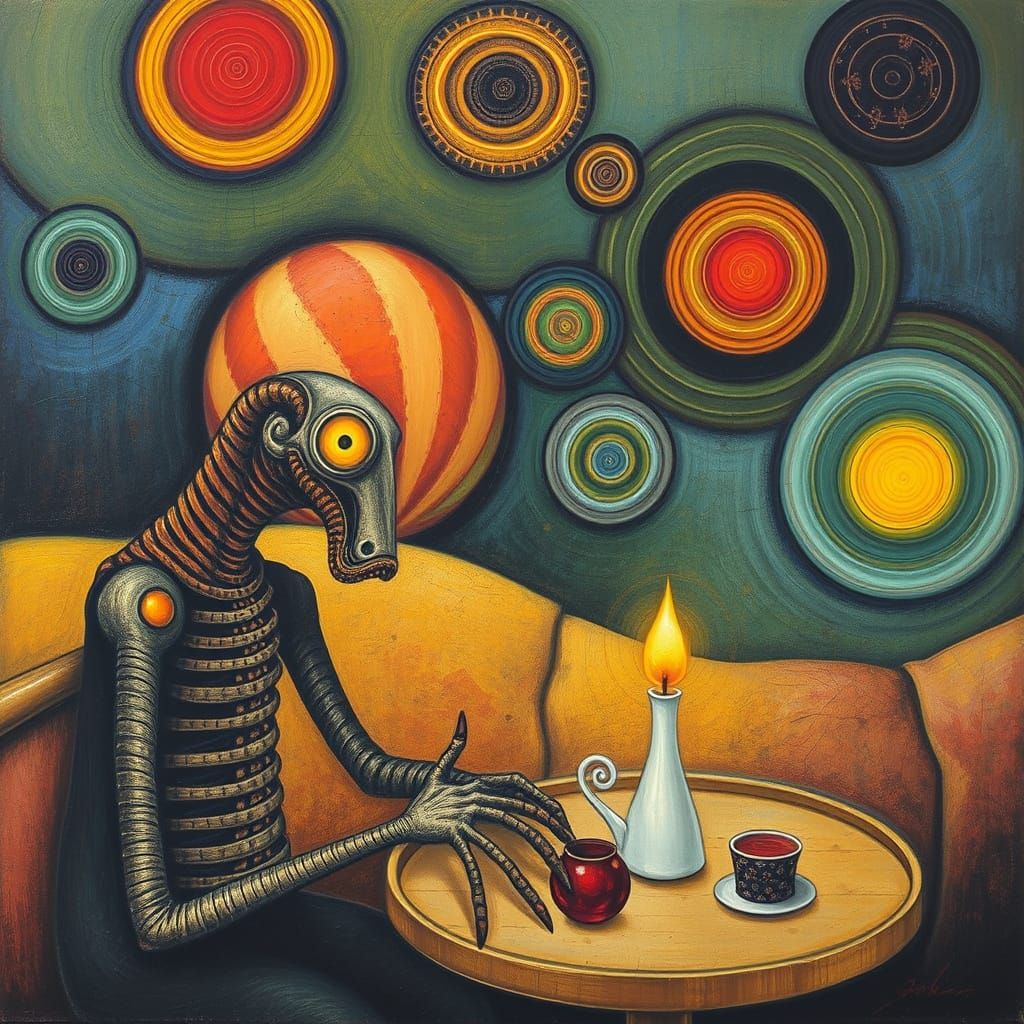 Vibrant Company Scene in Warm Color Palette