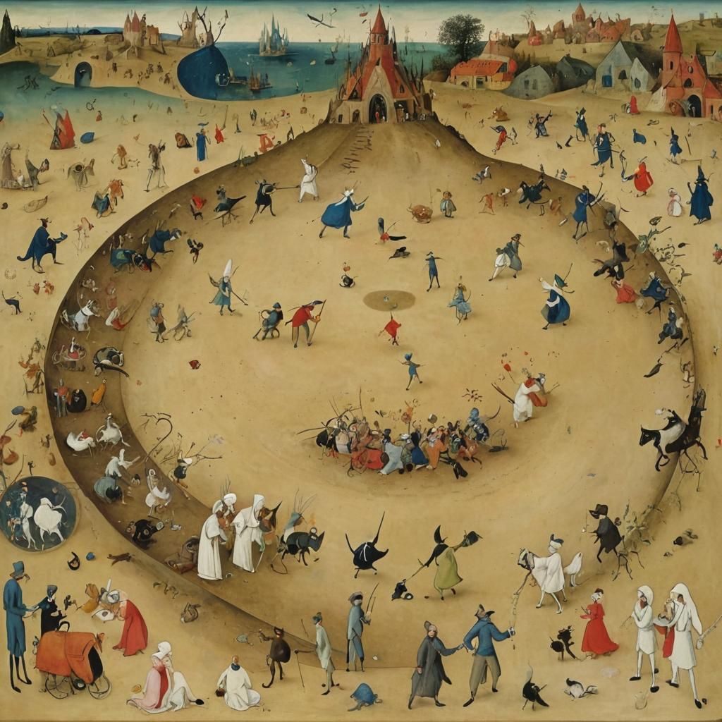 Surreal Time Parade Inspired by Bosch, Ghibli, Chagall