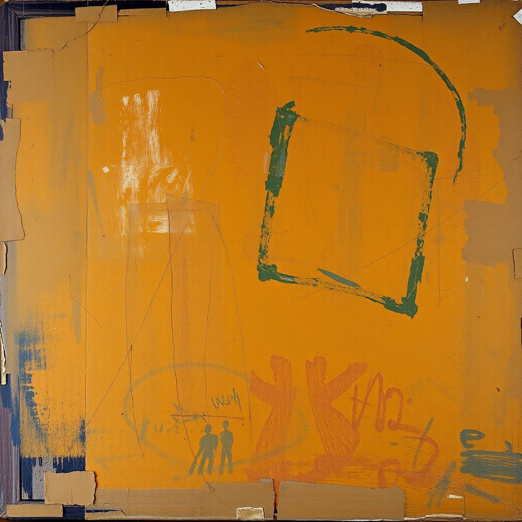 Worn Artist's Canvas in Expressive Brushstrokes