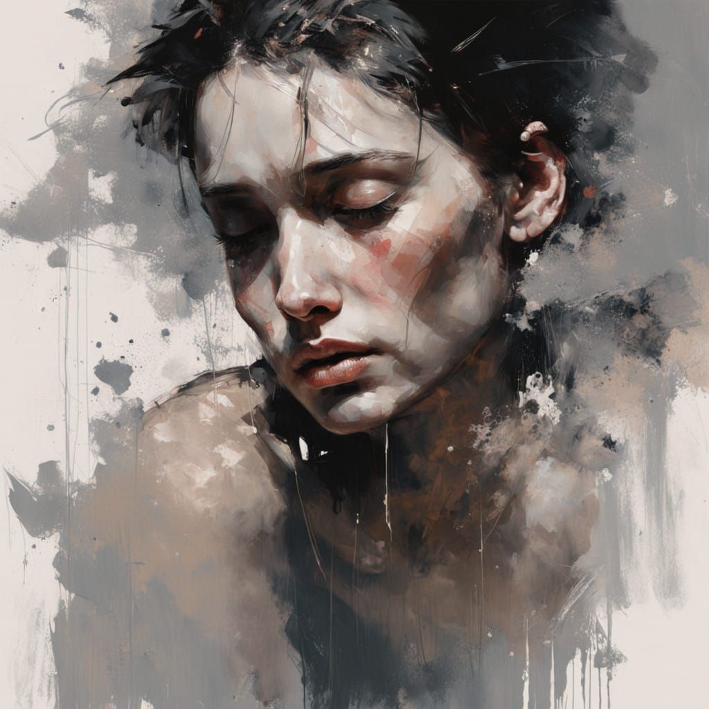 Portrait of a Heartbroken Woman in a Muted Color Palette