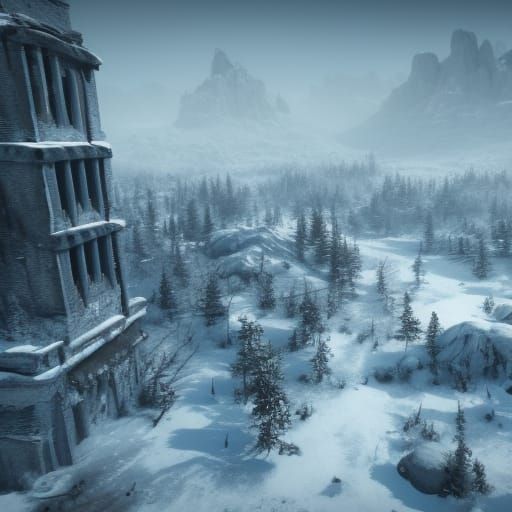 Post-Apocalyptic Tundra in 3D Game Style