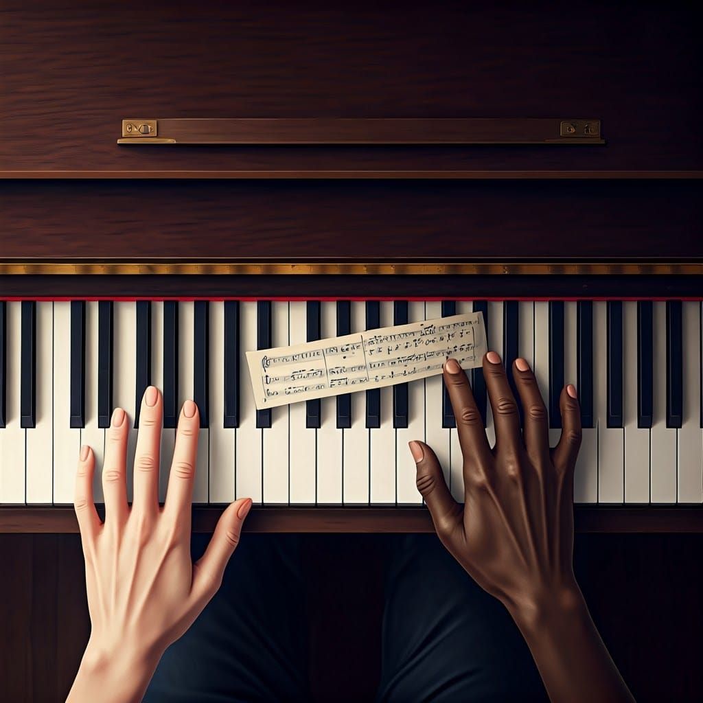 Hyperrealistic Piano Keys with Hands in 3D