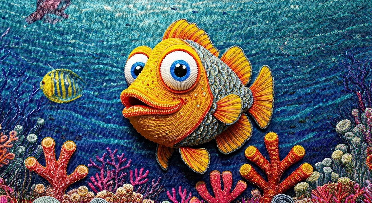 Beaded Fish in Ocean Mural