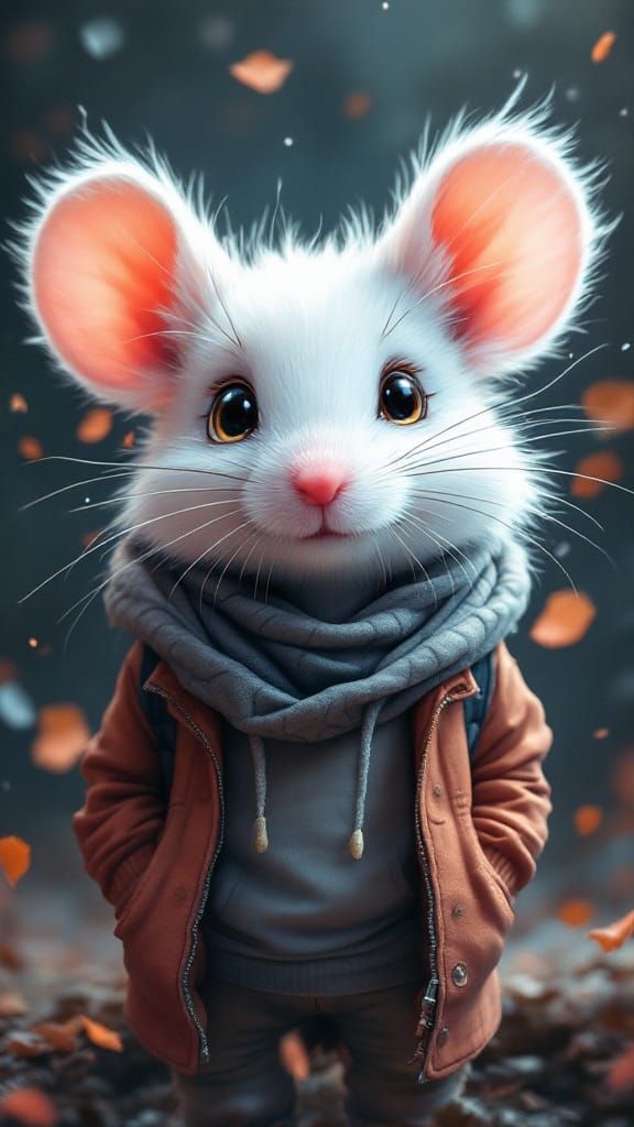 Vibrant White Mice in Whimsical Attire