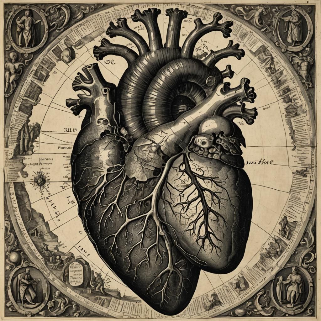 Human Heart Anatomy in Renaissance Style