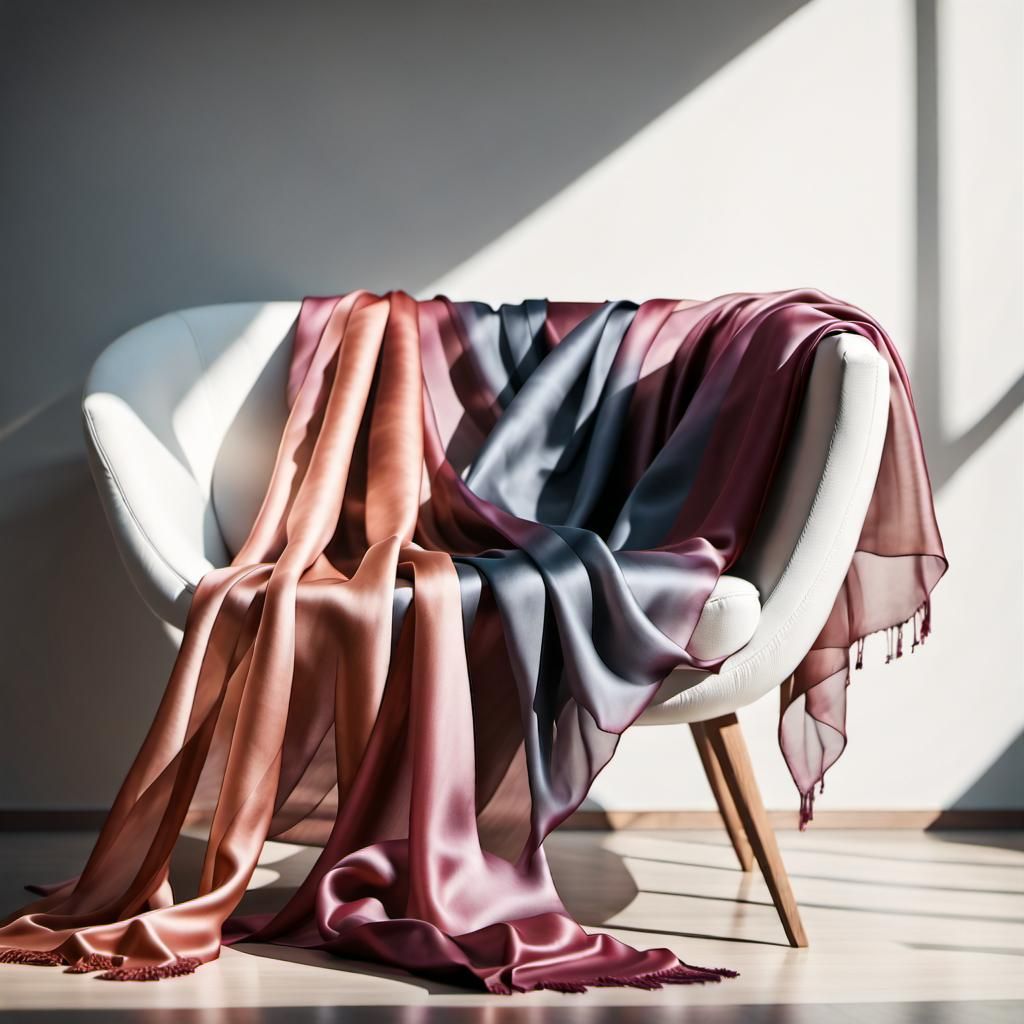 Elegant Silk Scarf on Transparent Lounge Chair