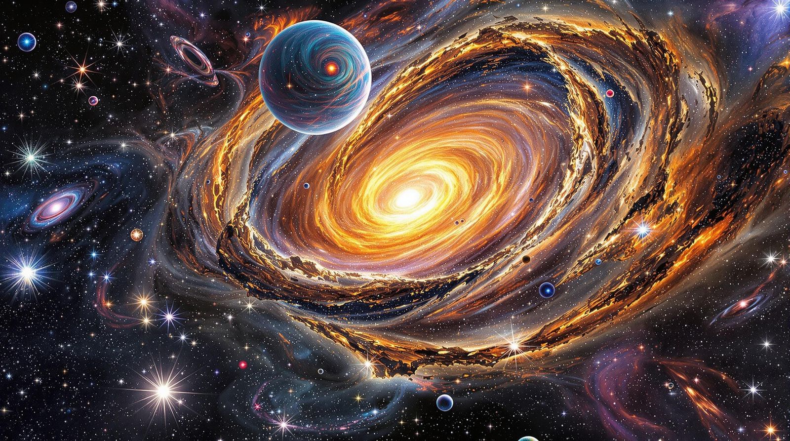 Surreal Cosmic Dreamscape in Hyperrealistic Mixed Media