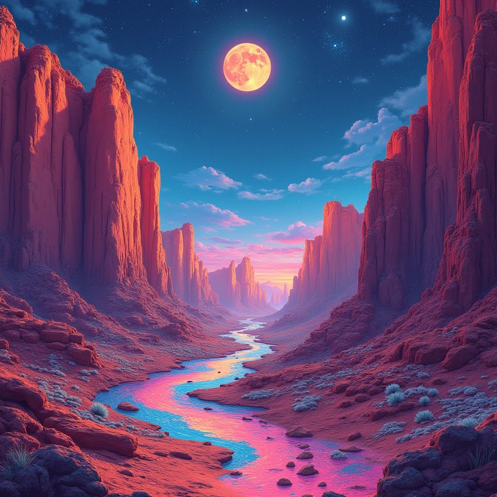Surreal Utah Landscapes in Psychedelic Art Style
