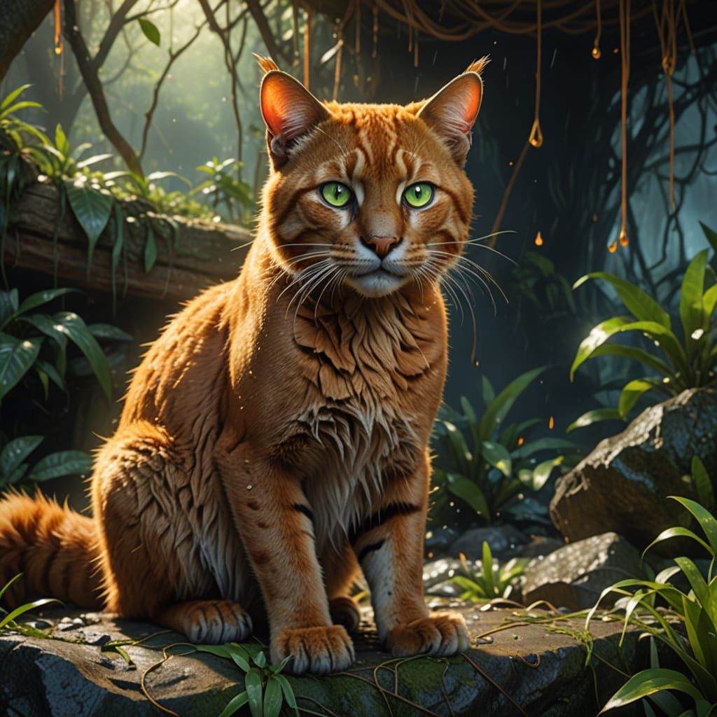 Bornean Golden Cat Cries: Fantasy Concept Art