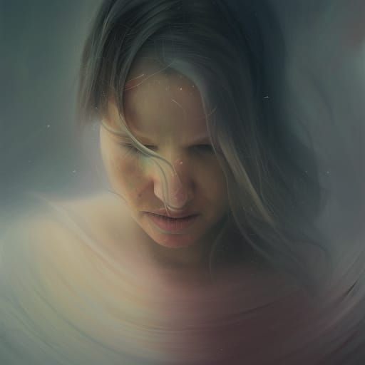 Evocative Portrait of Suffering in Dreamlike Realism