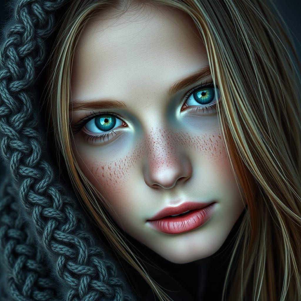 Stunning Photorealistic Portrait of a Young Woman with Emera...