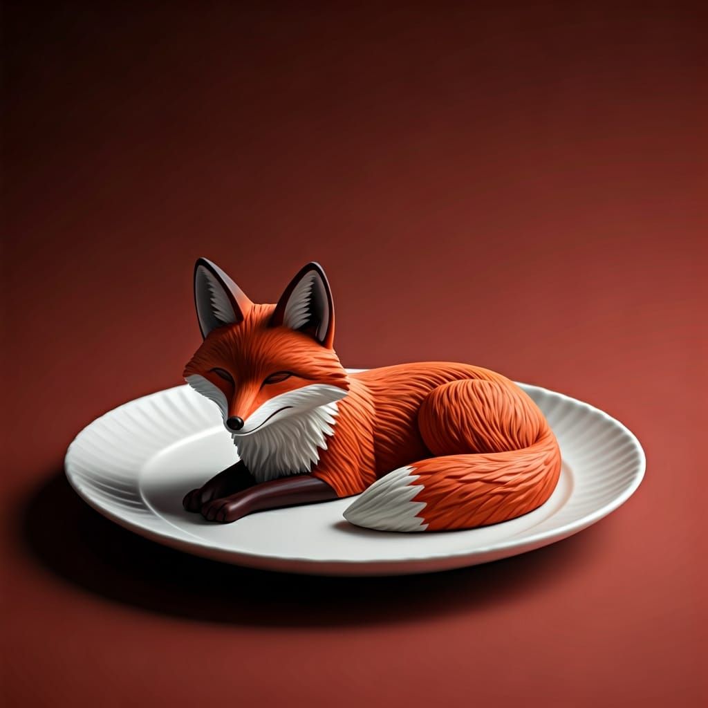 Chocolate Fox in Pop Surrealist Style