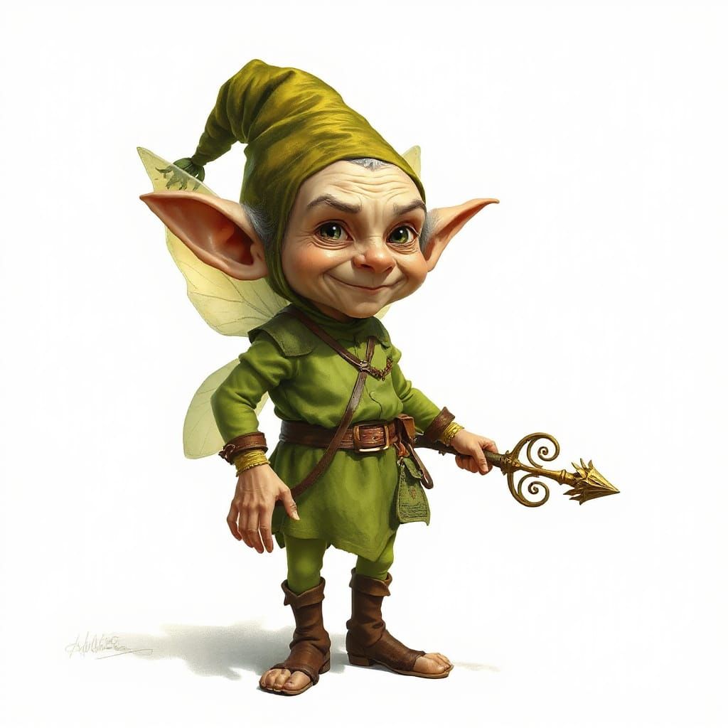 Whimsical Fairy Man in Green Costume