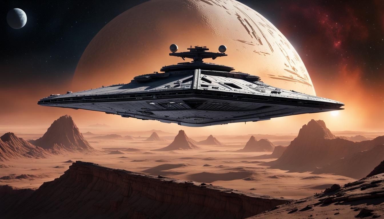Star Wars Star Destroyer in Space: Detailed Matte Painting