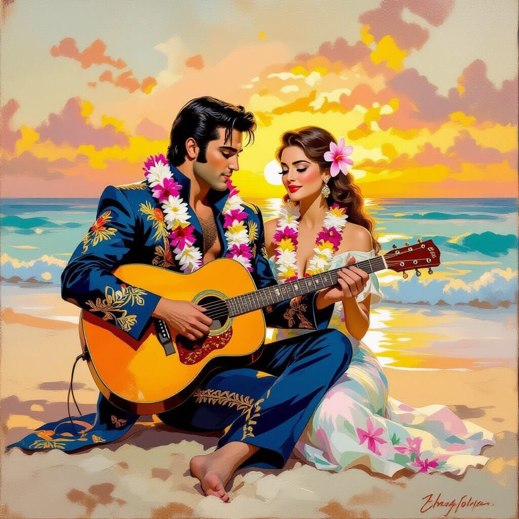 Elvis Serenades Goddess in American Impressionism