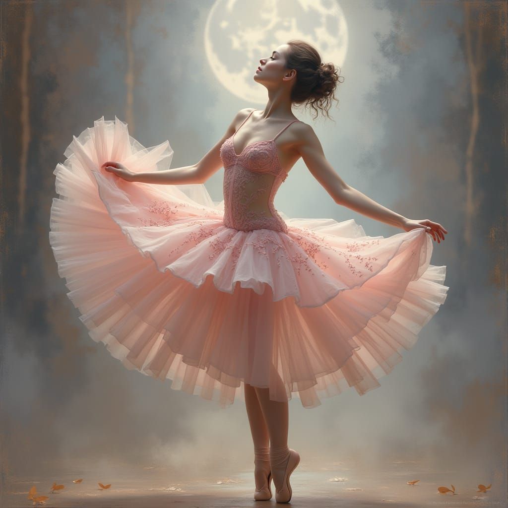 Ethereal Ballerina in Whimsical, Romantic Style