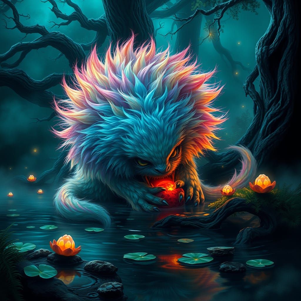 Mystical Fluff Ball Hunter in Enchanted Forest