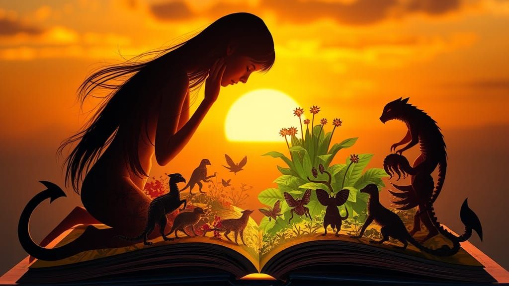 Fairytale Pop-up Book Scene with Mystical Creatures