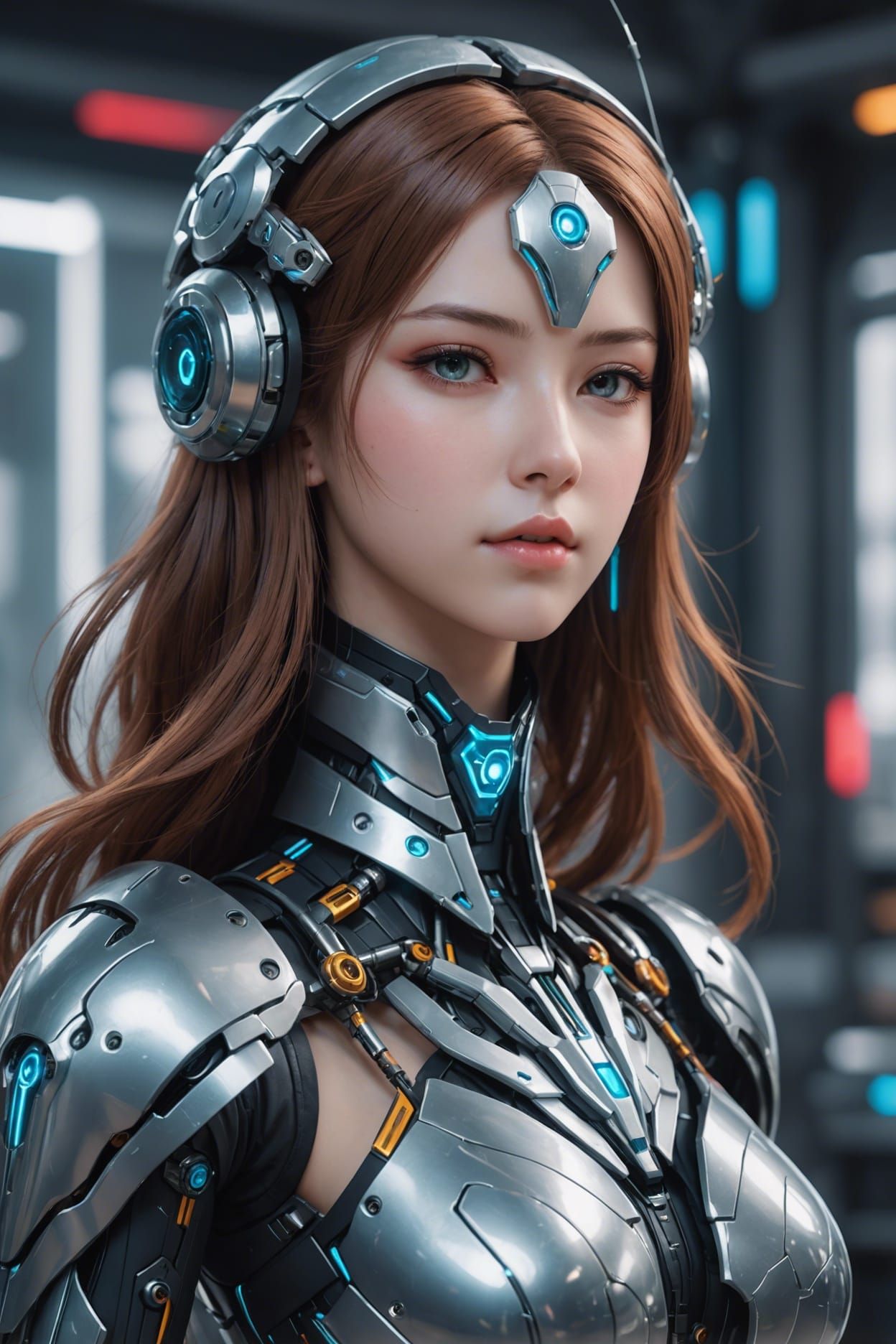 Cyberpunk Goddess in Elegant 3D Anime Style