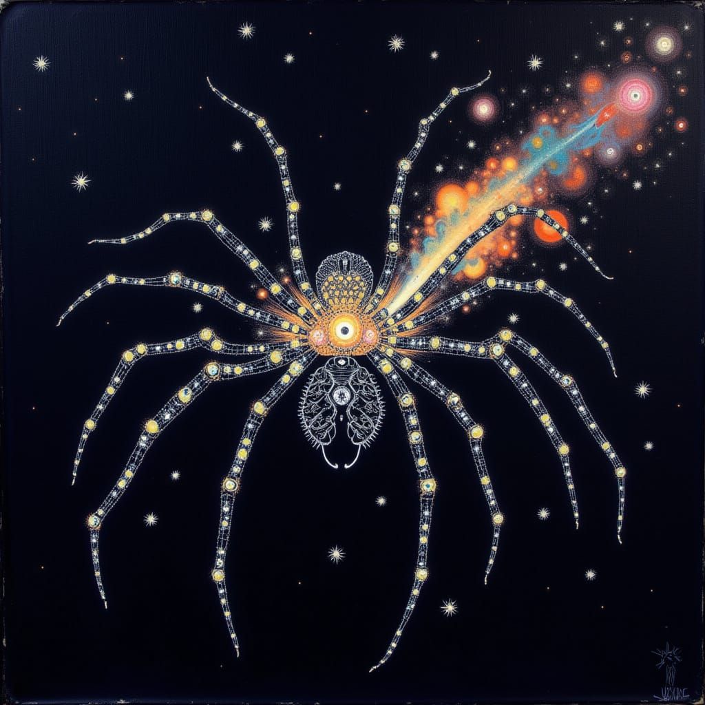 Cosmic Spider Nebula Shooting Star in Outer Space