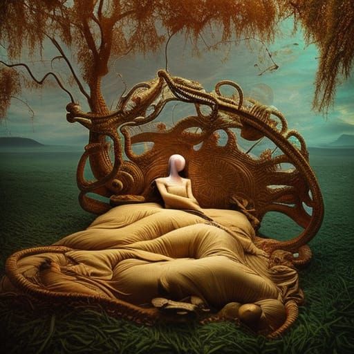Surreal Sun and Moon Bed: Fairytale Dreamscape