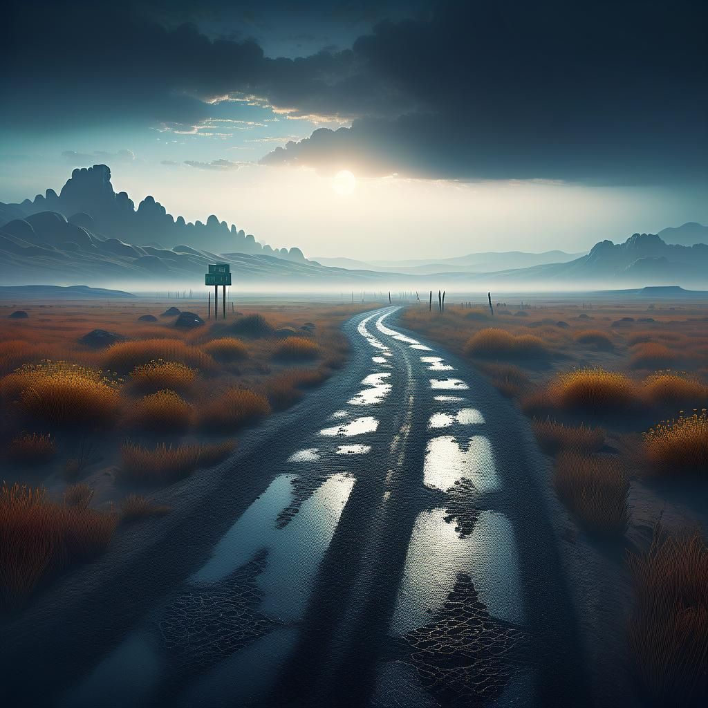 Dust and Fog: Steppe Landscape in Expressionist Style