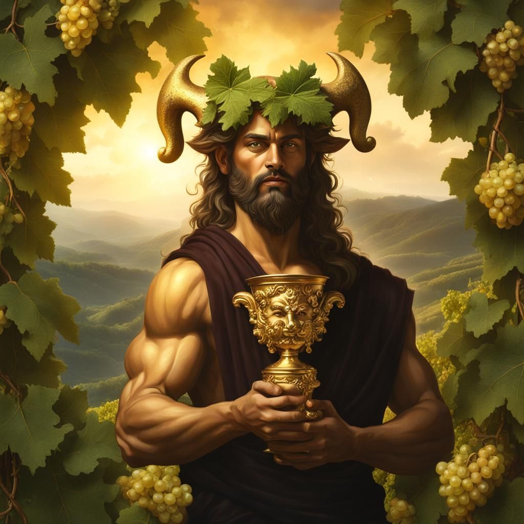 Dionysus: God of Wine in Oil Painting Style