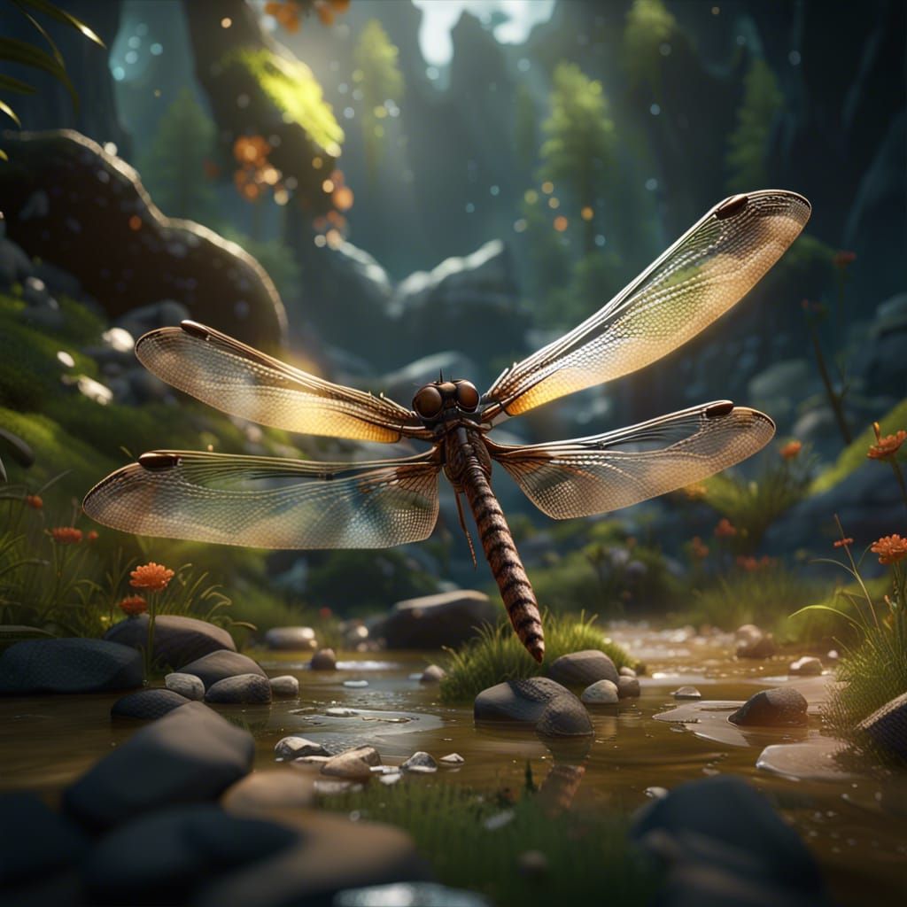 Dragonflies in 3D Game Cinematic Style